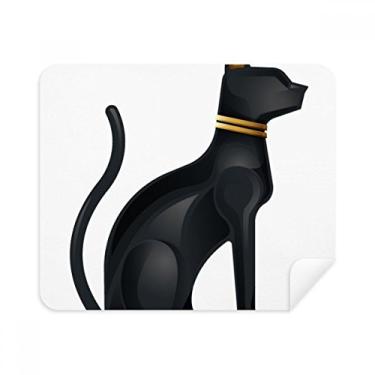 Imagem de Pano de limpeza de tela com estampa de gato preto do Egito Antigo 2 peças de tecido de camurça