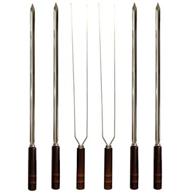 Imagem de Kit 6 Espetos Artesanais Inox P/Churrasco