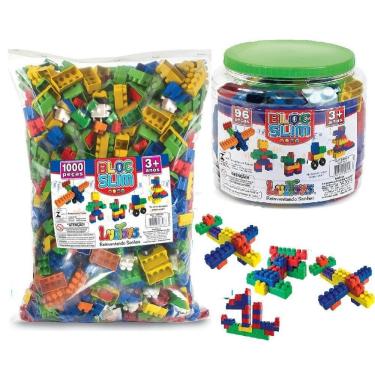 Imagem de Kit Blocos De Montar Infantil 1000 Peças + 96 Peças Variadas