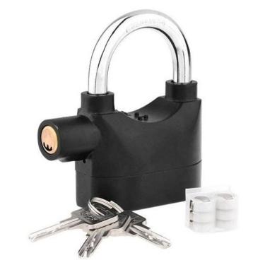 Imagem de Cadeado com Alarme Sirene Anti furto 110db Som Alto Segurança Moto Casa