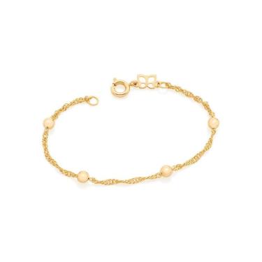 Imagem de Pulseira Rommanel Infantil Folheada A Ouro 551392 14 Cm