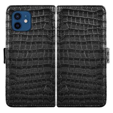 Imagem de GSYH Capa flip para iPhone 13 Mini/13/13 Pro/13 Pro Max, capa carteira de couro legítimo slots para cartão Kickstand TPU à prova de choque dupla fivela magnética proteção para câmera, preto, 13pro max 17 cm