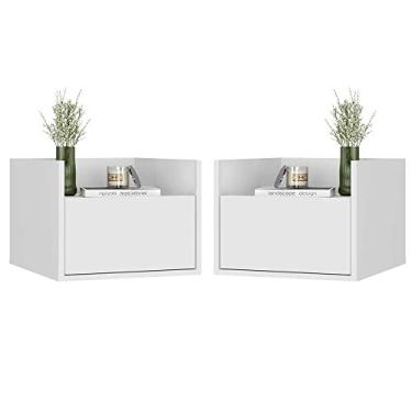 Imagem de Kit com 2 Mesas de Cabeceira 40 cm Suspensa Multimóveis Mp4043 Branca