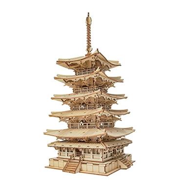 Imagem de ROBOTIME 3D Puzzle Wooden Craft Kits for Adults DIY Model Building Kit Best Gift for Kids (Five-Storied Pagoda)