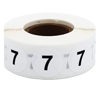 Imagem de Adesivos brancos com pontos pretos número 7, redondos de 9,5 cm, 500 etiquetas em rolo para organização e inventário - Acabamento semibrilhante - Feito nos EUA