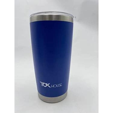 Imagem de Copo Térmico Aço Inox 600 ml com Tampa vedação Conserva Gelado e Quente 6 Horas Original TOK (AZUL)