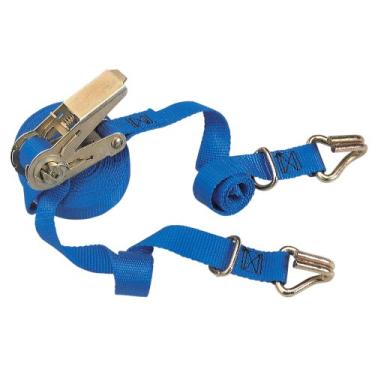 Imagem de Security Chain Company CC1120 Conjunto de catraca de correia de rede de poliéster azul 2,5 cm com ganchos em J e anéis