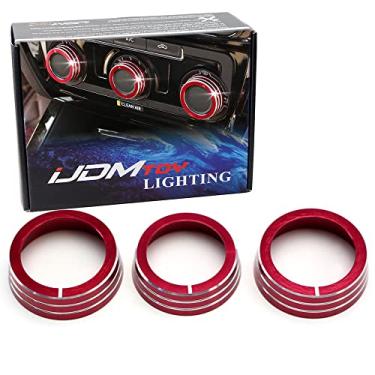 Imagem de iJDMTOY 3 peças de alumínio anodizado vermelho AC anel de controle climático capas compatíveis com Volkswagen MK6 Golf GTI Jetta