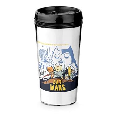 Imagem de Copo Viagem 520ml Branco Cat Wars Gatos Geek Nerd