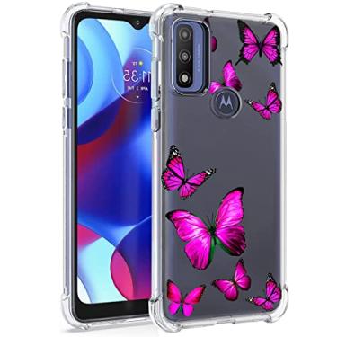 Imagem de Tothedu Capa de telefone para Moto G Pure 2021, capa para Motorola XT2163DL, capa protetora para celular traseira de TPU transparente e fina à prova de choque para Motorola Moto G Pure 2021 (borboleta rosa)