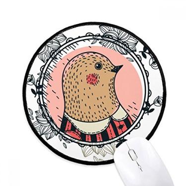 Imagem de DIYthinker Tapete de rato padrão de ilustração de desenho de flor de pombo desktop escritório tapete redondo para computador