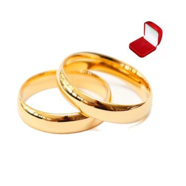 Imagem de Par De Alianças Ouro 18k Banhada Casamento 4mm