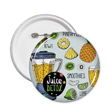 Imagem de Ilustração de abacaxi Kiwi padrão pinos crachá botão emblema acessório decoração 5 peças