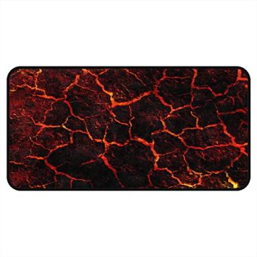 Imagem de Tapetes de cozinha preto vermelho vulcânico Lava magma textura área de cozinha tapetes e tapetes antiderrapante tapete de cozinha tapetes laváveis para chão de cozinha casa escritório pia lavanderia interior exterior 101,6 x 50,8 cm
