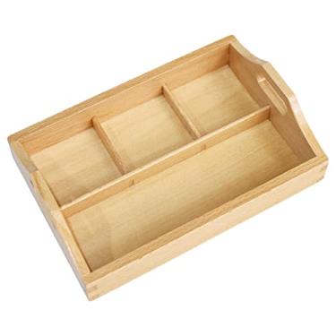 Imagem de shamjina educativos de madeira Materiais Bandeja de madeira com alças Material didático para crianças bebê, 20X13,5X5cm