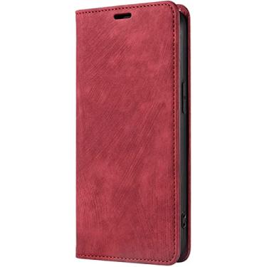 Imagem de IOTUP Capa carteira para iPhone 14/14 Plus/14 Pro/14 Pro Max, capa protetora de couro premium com suporte de cartão e recurso de suporte fecho magnético capa de telefone flip (cor: vermelho, tamanho: 14Pro)