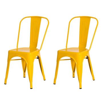 Imagem de Kit 2 Cadeiras Tolix Iron Design Amarela Aço Industrial Sala Cozinha Jantar Bar