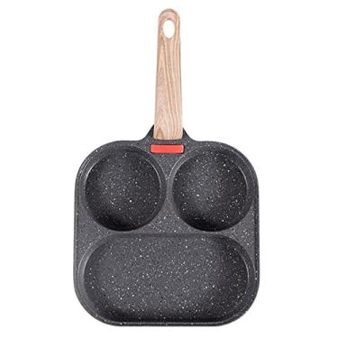 Imagem de Gralara Frigideira de 3 Seções Mini Frigideira para Panquecas Frigideira de 3 Seções Frigideira para Café Da Manhã, cabo de madeira