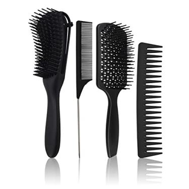 Imagem de Pente de escova de cabelo, pente profissional para desembaraçar o cabelo para barbearia (preto)