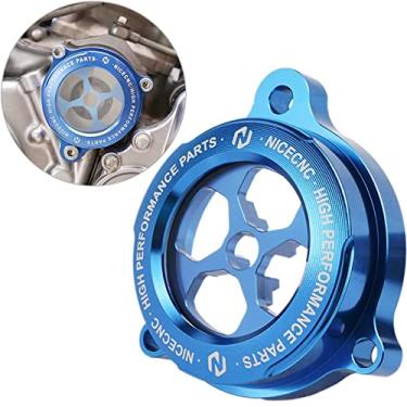 Imagem de NICECNC Tampa do filtro de óleo com janela de observação compatível com Yamaha Raptor 700 YFM700 2015-2023, Raptor 700R YFM700R, 2009-2009 2011-2023, substituição para 1S3-13447-00-00(azul + azul)