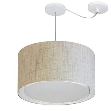 Imagem de Lustre Pendente Cilíndrico com Desvio de Centro Cúpula Tecido 30/45x40 cm, Vivare Iluminação, Pendente4307 RST, Rustico Bege, Médio