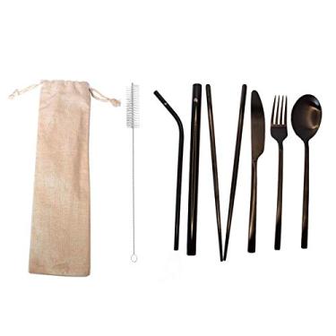 Imagem de Talheres 8 em 1 + Ecobag Juta (Preto)
