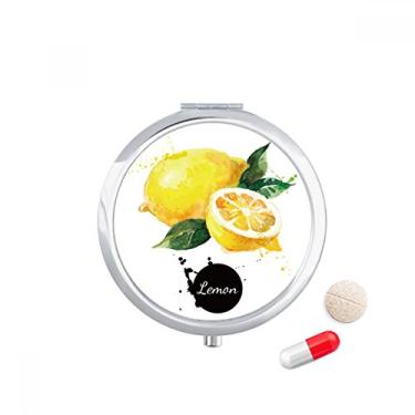 Imagem de Porta-comprimidos de limão saboroso e saudável para aquarela, caixa de armazenamento de remédios