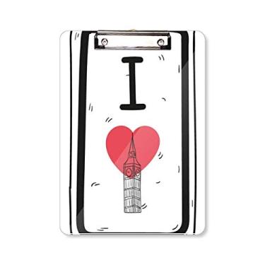 Imagem de Placa de apoio para prancheta I Love London com estampa de palavras A4