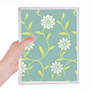 Imagem de Caderno de flores brancas verdes com estampa decorativa, folhas soltas, diário recarregável, papelaria