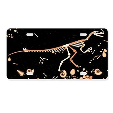 Imagem de DIYthinker Bones Black Small Dinosaur Placa de carro Decoração de carro Acessório de aço inoxidável