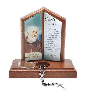 Imagem de Oração de Mesa com Porta Terço Padre Pio