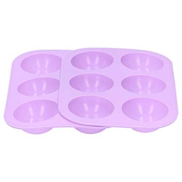 Imagem de Moldes de silicone para bolo, 6 grades de silicone de grau alimentício, molde para assar bolo de gelo macio, forno de micro-ondas para geladeira