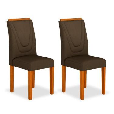 Imagem de Kit 2 Cadeiras Estofadas Lima Wood Cinamomo/Marrom - Móveis Arapongas