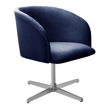 Imagem de Poltrona Decorativa Atenas Cadeira Giratória Pé Metal Salão Escritório