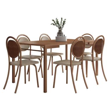 Imagem de Conjunto Sala de Jantar com Mesa e 6 Cadeiras Cali Carraro