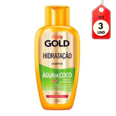 Imagem de Kit C/03 Niely Gold Shampoo Água Coco 300ml