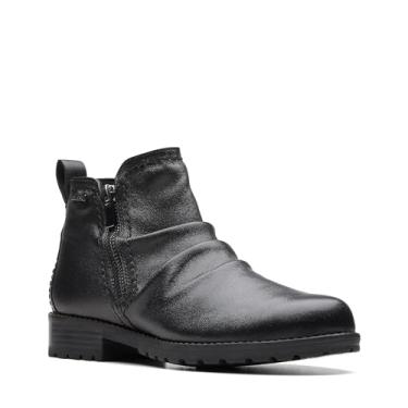 Imagem de Clarks Bota feminina Aspra Walk impermeável até o tornozelo, Couro preto, 11 Wide