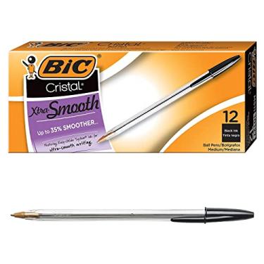 Imagem de Caneta esferográfica BIC MS11BK Cristal Xtra Smooth, tinta preta, 1 mm, média, dúzia