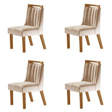 Imagem de Kit 4 Cadeiras Lottus Cinamomo/Creme - Lj Móveis