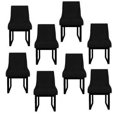 Imagem de Kit 08 Cadeiras Para Sala De Jantar Lizz Base De Ferro Veludo  Preto -
