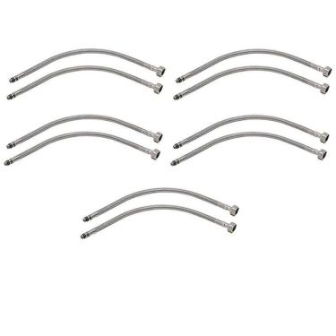 Imagem de Engate Rabicho Par 80cm Kit 5 Unidades Torneira Monocomando Agua Quente Fria