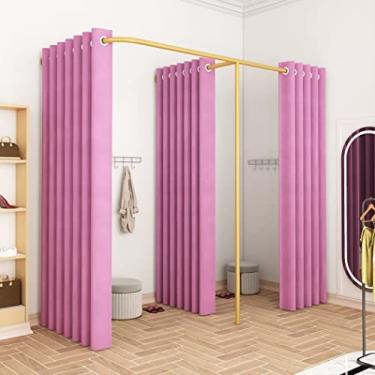 Imagem de Provador em forma de F, grande vestiário de loja de roupas com cortina divisória dupla-face, mais taxa de sombreamento, divisor de zona de privacidade para boutiques de escritório, vestiário