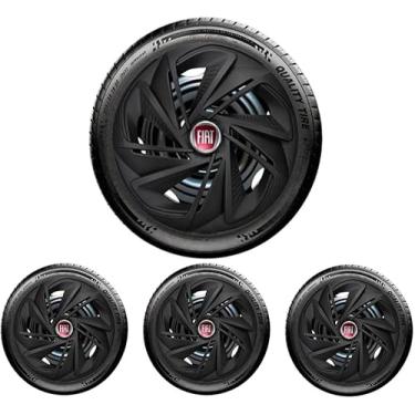 Imagem de Jogo 4 Calotas Esportiva Nitro Preto Fosco Aro 14 FIA Novo Uno Vivace Way Argo Cronos Strada Mobi Punto Palio Siena Linea Grand Siena Idea