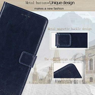 Imagem de TienJueShi Blu scuro Premium Retro Stand Portafoglio TPU Silicone Case Per Xiaomi Poco C65 17.1 cm In Pelle Case Copertina Custodia Protettiva Cover