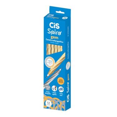 Imagem de Caneta Esferográfica SPIRO GEM, CIS, Ouro (Tinta Azul), Caixa com 12 unidades