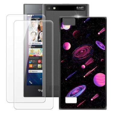 Imagem de MILEGOO Capa para BlackBerry Leap + 2 peças protetoras de tela de vidro temperado, capa ultrafina de silicone TPU macio à prova de choque para BlackBerry BB Leap (5 polegadas)