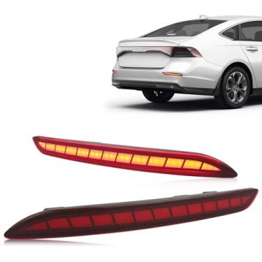 Imagem de GEEGEETOP Conjunto de farol de neblina com refletor traseiro de LED de lente vermelha compatível com Honda Accord 2023 2024 LX EX Sport Hybrid Functions Kit 3 em 1 (VERMELHO)