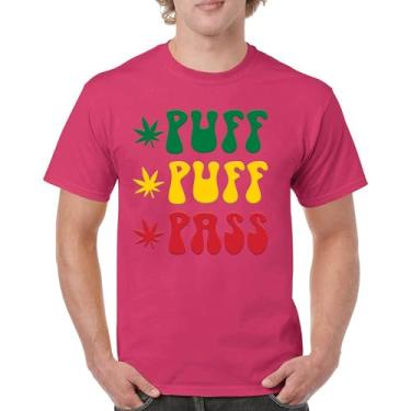 Imagem de Camiseta Puff Puff Pass 420 Weed Lover Pot Leaf Smoking Marijuana Legalize Cannabis Funny High Pothead Camiseta masculina, Rosa choque, 3G