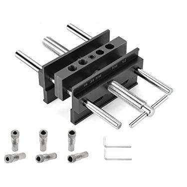 Imagem de ANPTGHT Kit de gabarito de cavilha autocentralizada, conjunto de buchas de guia de broca de grande capacidade, gabarito de cavilha de madeira, ferramentas para juntas de madeira para furos retos