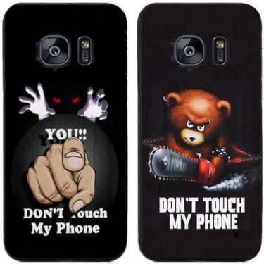 Imagem de 2 peças Bear You Don't Touch My Phone impresso TPU gel silicone capa de telefone traseira para Samsung Galaxy todas as séries (Galaxy S7 Edge)